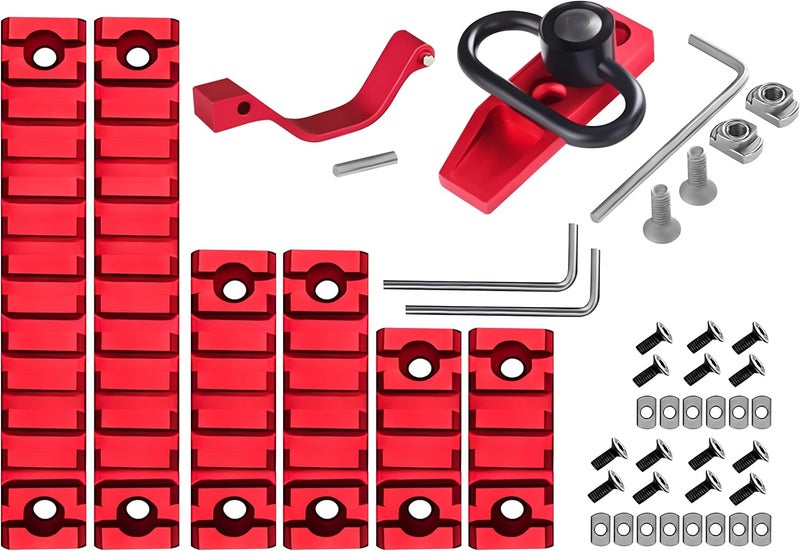 Gotical Store Combo of 5 Slots & 7 Slots M-Lock Rail Picatinny Rail Section Adapter Super Value Pack M-Lock with Set of Screws ML0K Picatinny Accessory Rail (Pack of 8 - Slots, Trigger & Attachment) - Image 1